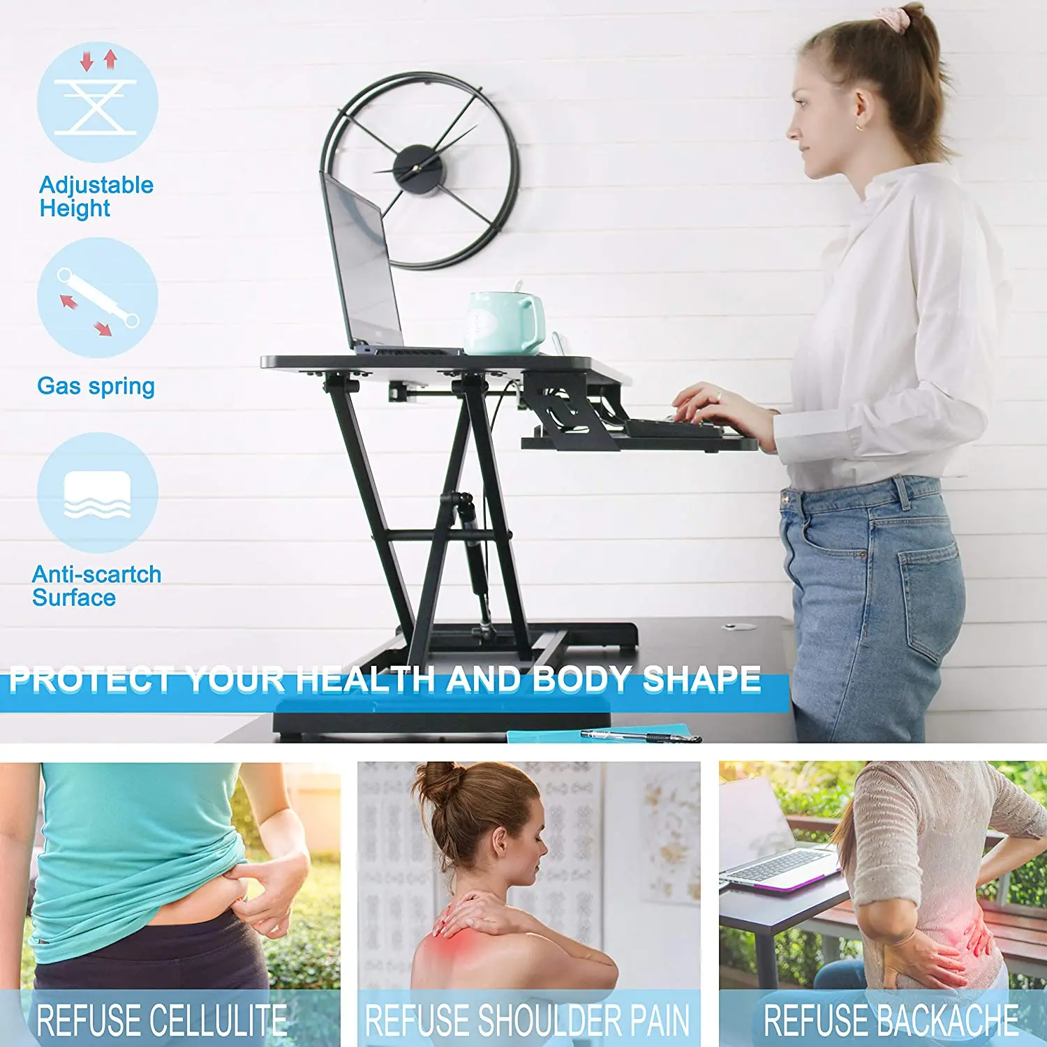 

Sit Stand Up Desk Height Adjustable Table 32/36 inch Standing Desk Converter, Ergonomic Tabletop Workstation Desk Riser, Home