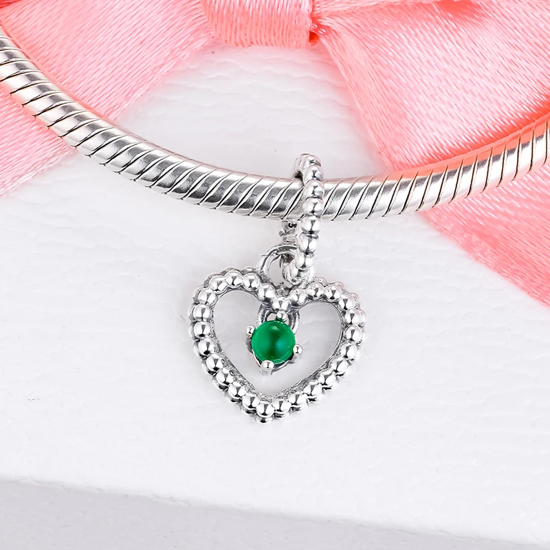 Шармы CKK из серебра 925 пробы с зелеными бусинами в форме сердца | Украшения и
