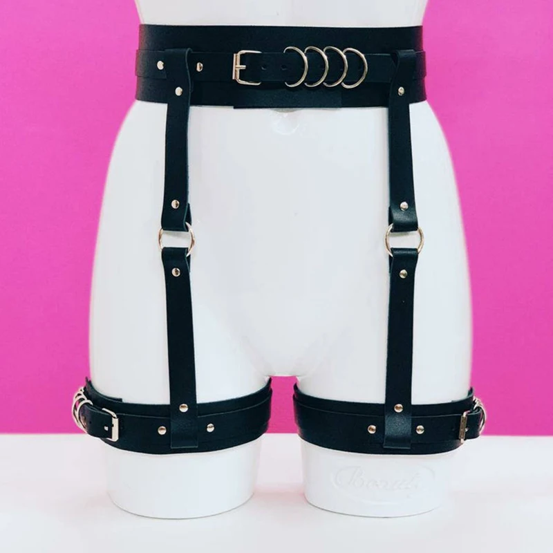 Sexy Wide Leather Sword Belt Harajuku Handmade Leather Harness Goth Bdsm Garters Belt Lingerie Erotic Suspenders Strap