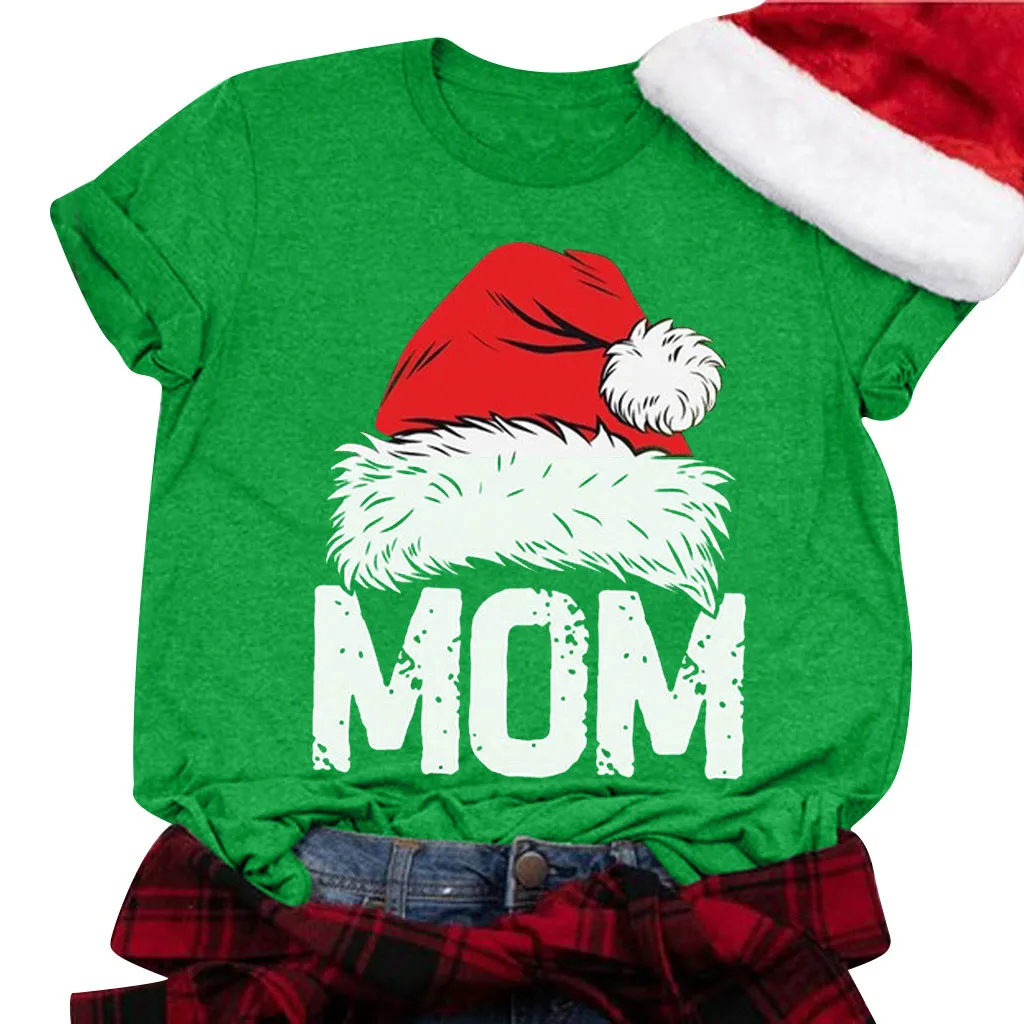 2020 размера плюс рождественские Топы женские футболки с коротким рукавом осенние