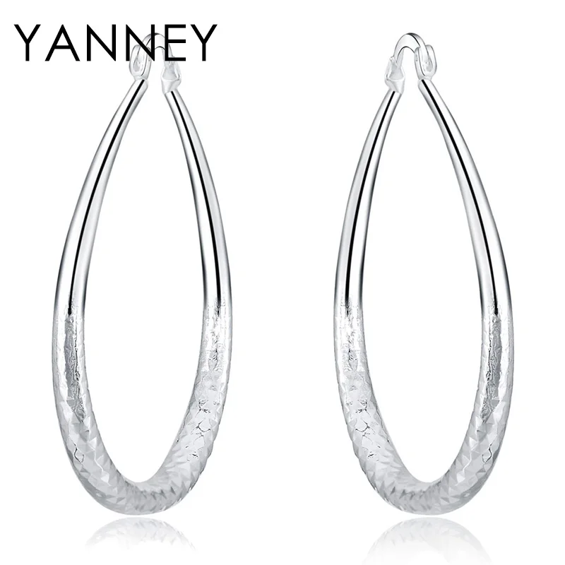 

YANNEY 925 Sterling Silver Fine U Shape Hoop Earrings For Women Fashion Charm Party Jewelry Gifts