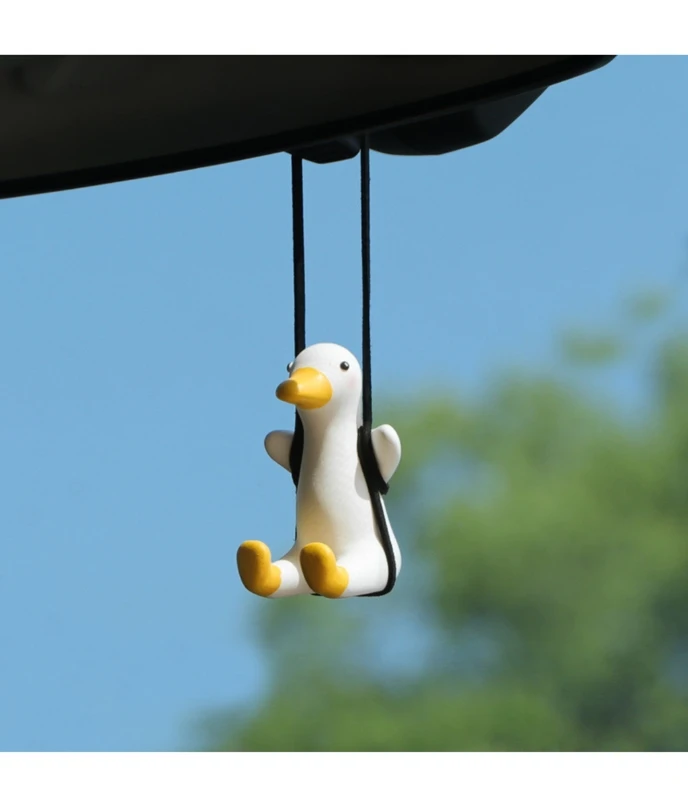 

Cute Little Duck Car Pendant Decoration Little Duck Swing Auto Rearview Mirror Pendant For Car Goods Interior Accessories