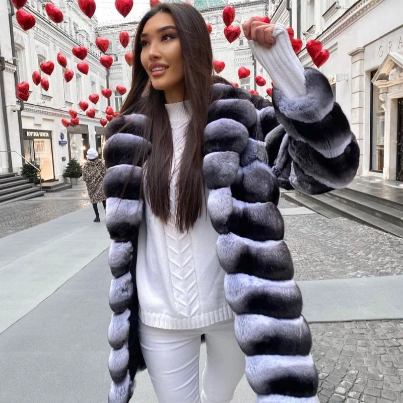 Шуба TOPFUR из натурального меха кролика Рекс зимняя теплая | Женская одежда