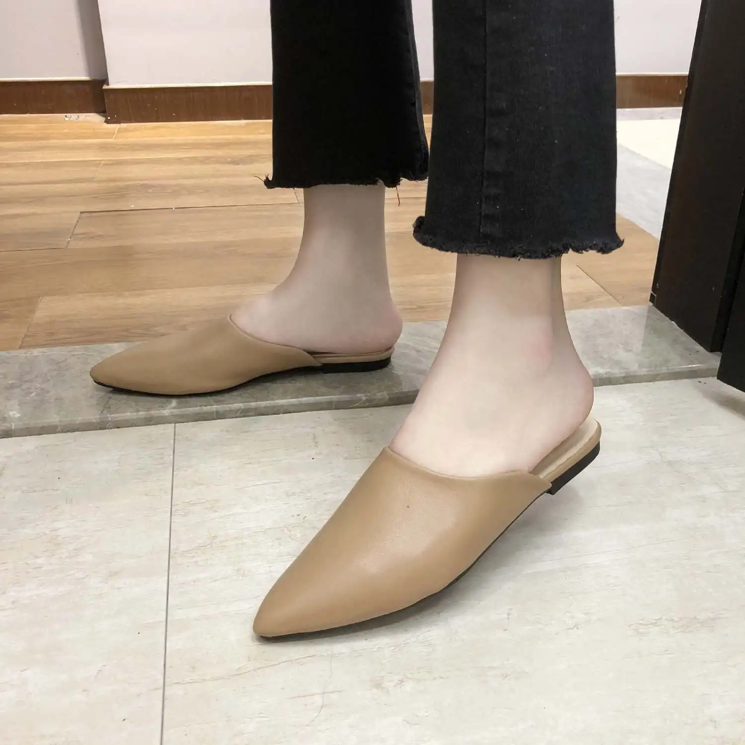 Женские кожаные шлепанцы Baotou Размеры 35 40 5 цветов|Тапочки| |