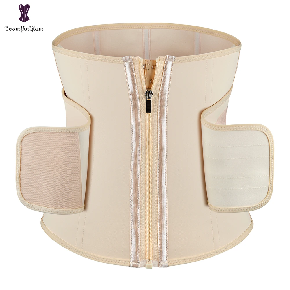 

Black Nude Body Shapewear Zip And Hook Latex Slimming Sheath Corset 9 Steel Boned Waist Trainer Bustier