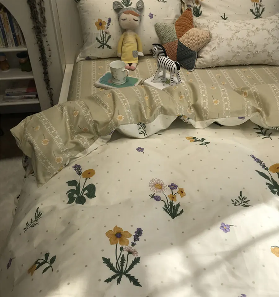 

Cute pastoral flower bedding set,american country cotton twin full queen king home textile flat sheet pillow case duvet cover