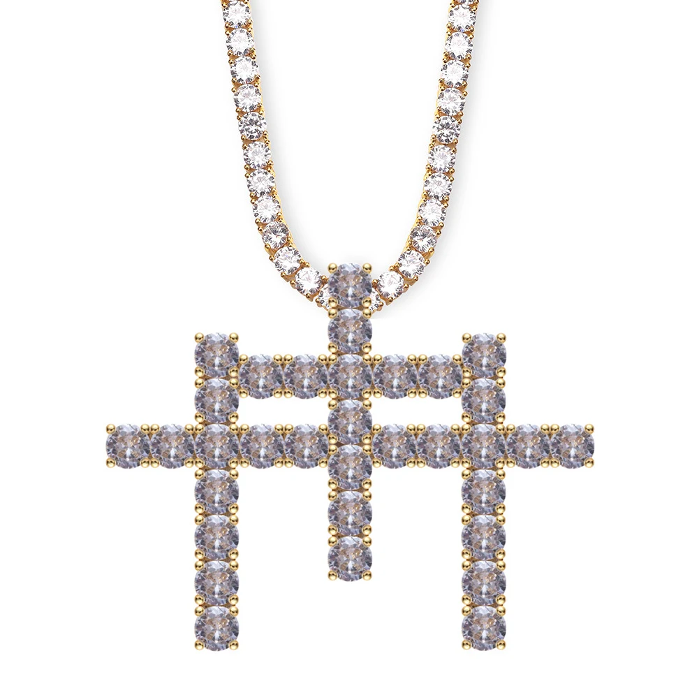Цепочка с подвеской в виде креста со сверкающими стразами для мужчин и женщин