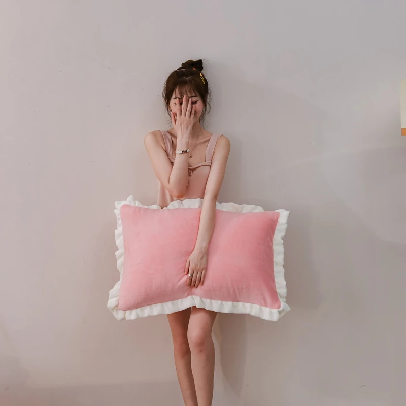 Розовая/зимняя 100% Хрустальная бархатная наволочка из молочного бархата