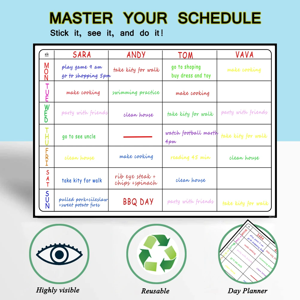 Белая школьная доска магнитная письменная ежедневное еженедельное планирование