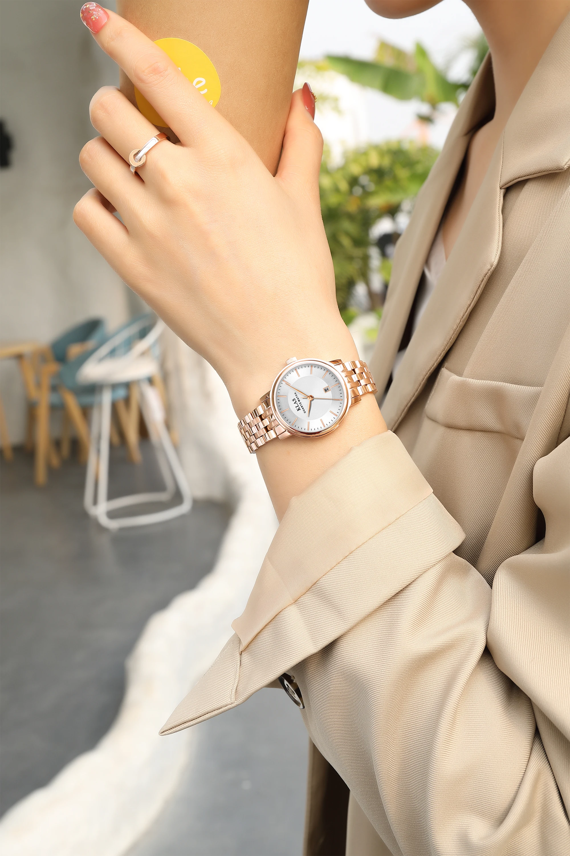 Round Custom Stainless Steel Women's Fashion Watch Elegant Ladies Quartz Wrist Band Watch KLAS brand watch for girls
