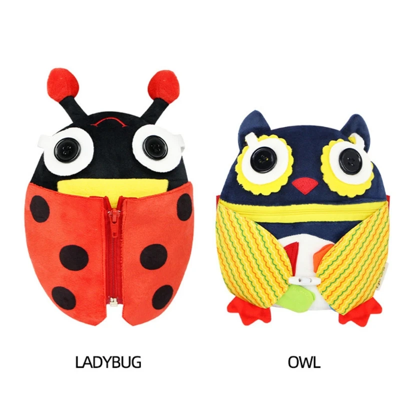 

Buckle Toys Ladybug Owl Plush Stuffed Animal Montessori Learning Activity Toy Develop Motor Skills Problem Solving