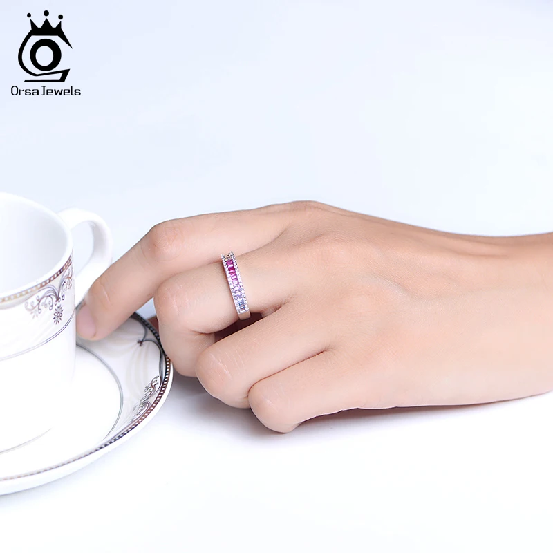 Женские кольца ORSA JEWELS из серебра 925 пробы с радужным кубическим цирконием