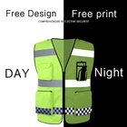 Защитные жилеты с высокой видимостью и карманами на молнии для работы на открытом воздухе, велосипедный светоотражающий жилет