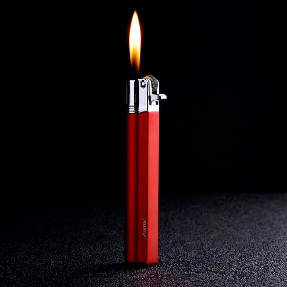 

New Product Fashion Simple Gas Grinding Wheel Butane Metal Open Flame Cigarette Cigar Lighter Stain Surface Body Women Gadgets