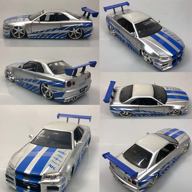 Модель автомобиля JADA 1/24 из сериала фильмов Игрушечная модель Nissan Skyline GTR R34 литой