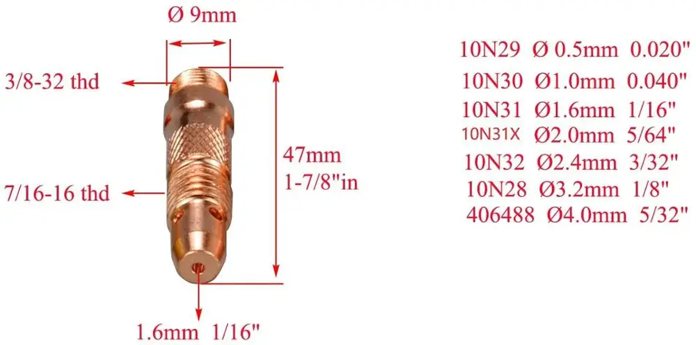 Фото Газовые насадки для линз TIG, цанга, комплект расходных материалов для корпуса, подходит для сварочной фонарь WP 17 18 26 TIG, 51 шт. №5