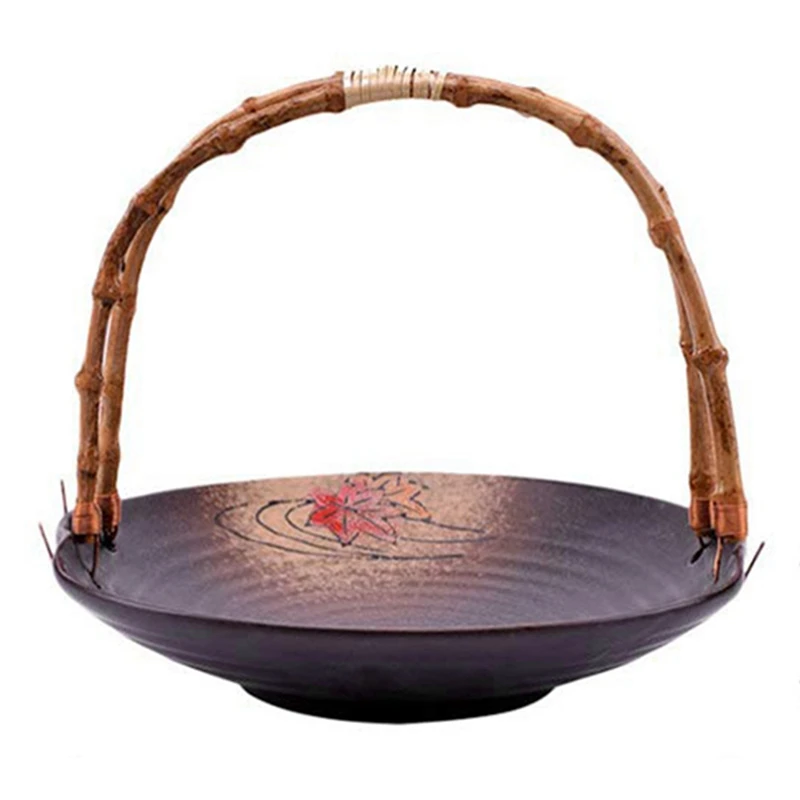 

Fruit Basket with Handle Ceramic Fruit Serving Plates Modern Decorative Fruit Stand Holder for Counter (Random Color)