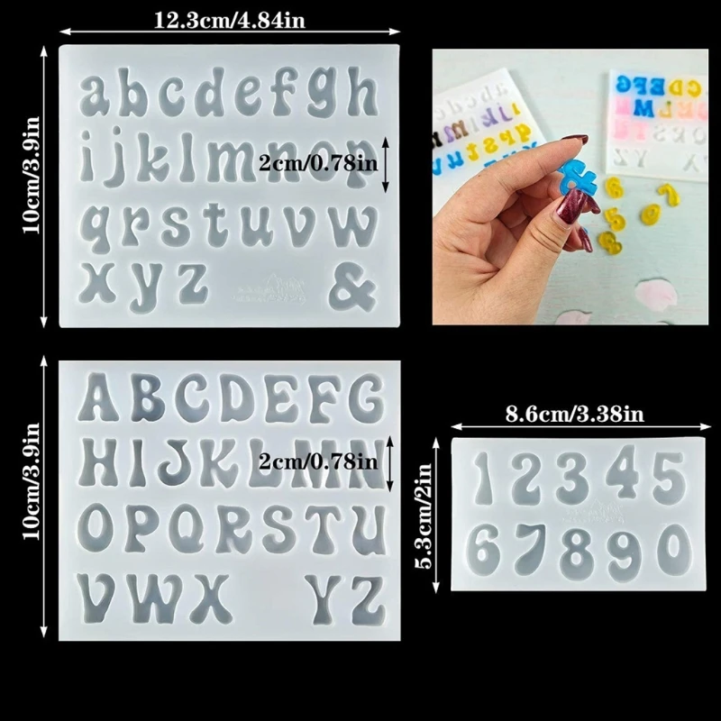 

3 Pcs/Set Mini Letters Resin Molds Small Silicone Number Alphabet Epoxy Casting Mould for DIY Crafts Keychain Pendant Earring Je