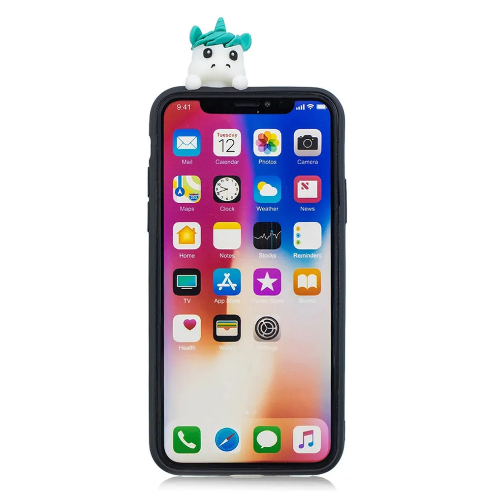 Silicone Cases for iPhone 11 Pro X XS MAX XR 8 7 6S 6 5 5S SE 3D Cute Dolls Toys Soft Back Cover Cartoon Animal Unicorn Bear |