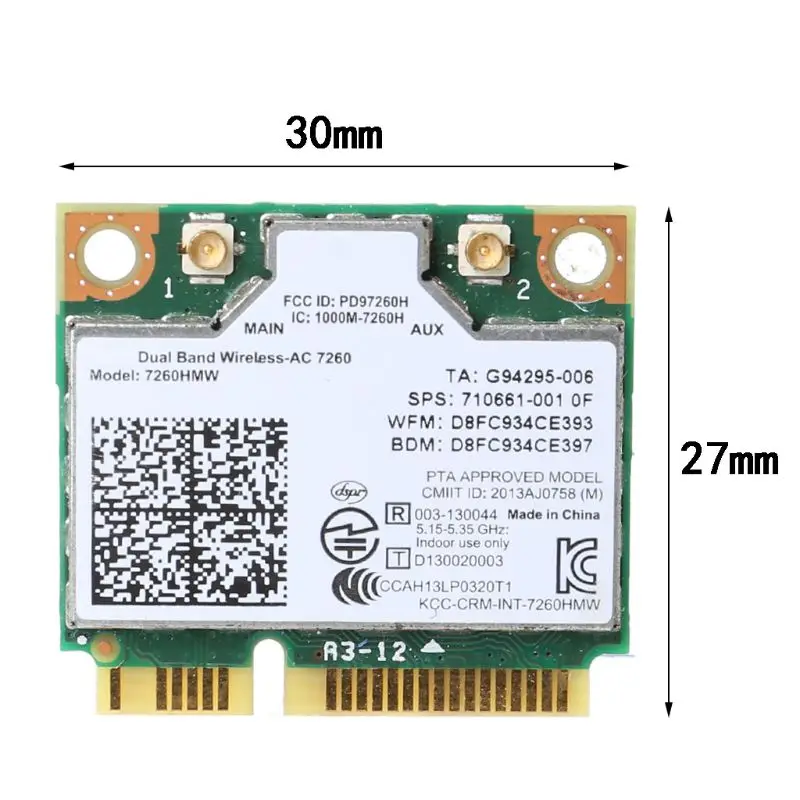 

Dual Band Wireless-N 7260 7260HMW AN Half Mini Pci-e Wifi WLAN Card for Intel