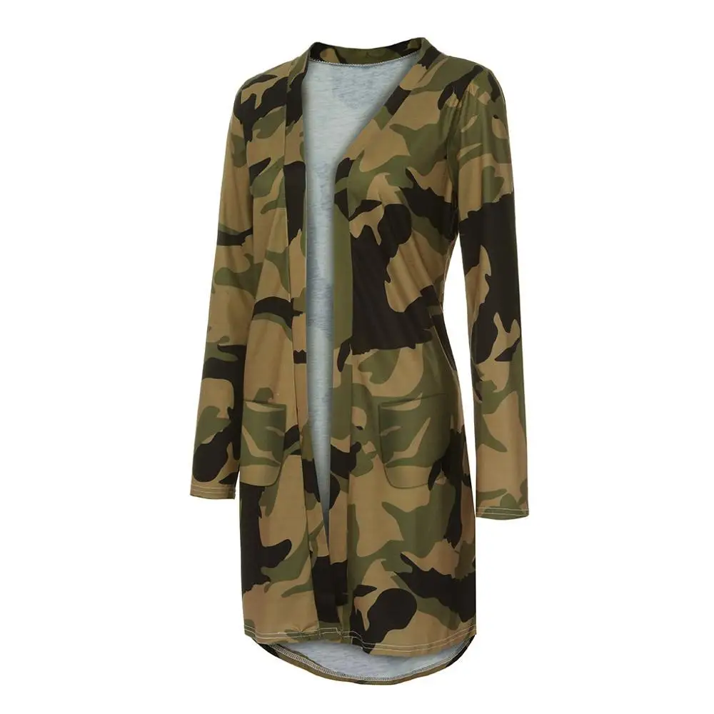 Женский свободный кардиган с леопардовым принтом камуфляжный облегающий