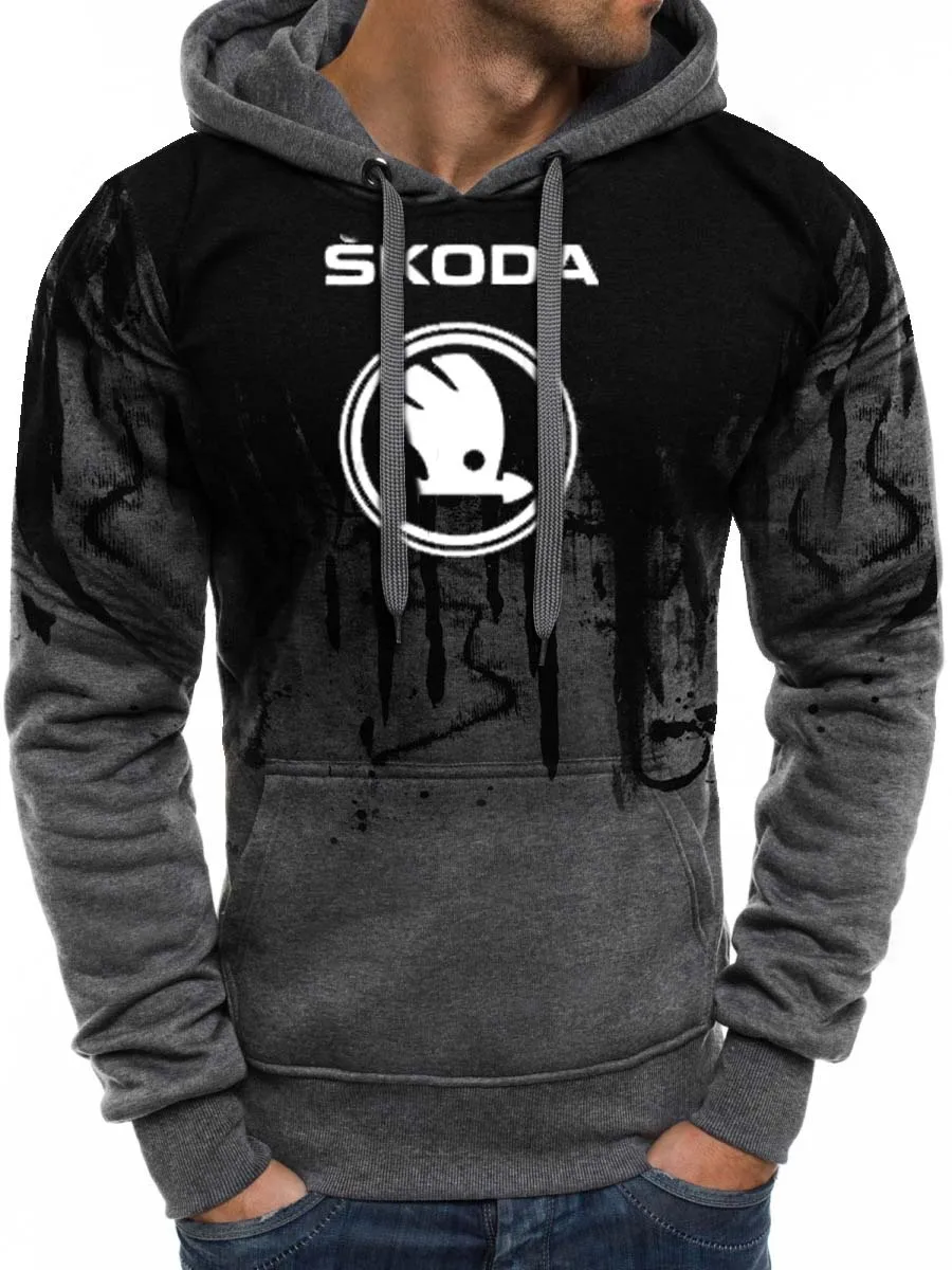 

2021 Hoodies Men Skoda Car Logo Print Sweatshirt Spring Autumn Gradient Men Hoodie harajuku Casual Hoody tracksuit