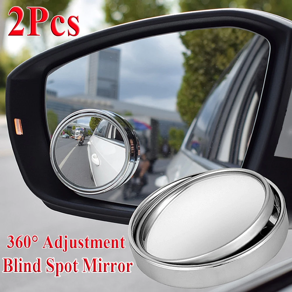 

2pcs 360-degree Wide Angle Adjustable Rotation Car Goods Car Rearview Auxiliary Blind Spot Mirror Car Accessories Self Adhesive