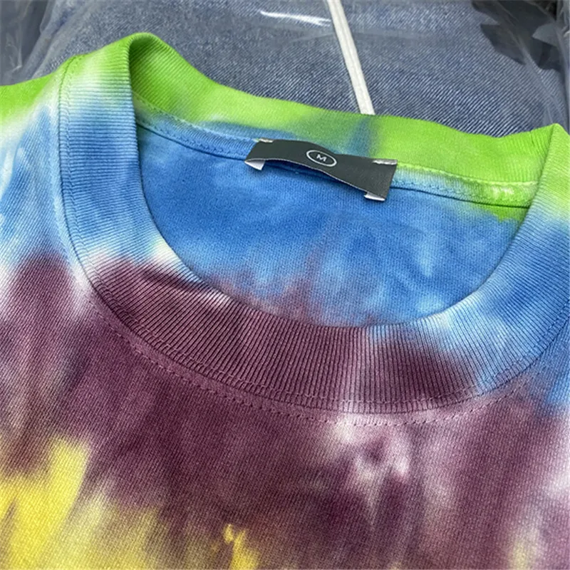 2021SS Multicolor Tie Dyed T Shirt Summer Sunlight Men Women Top Quality Casual Heavy Fabric Tees Streetwear Tops Short Sleeve