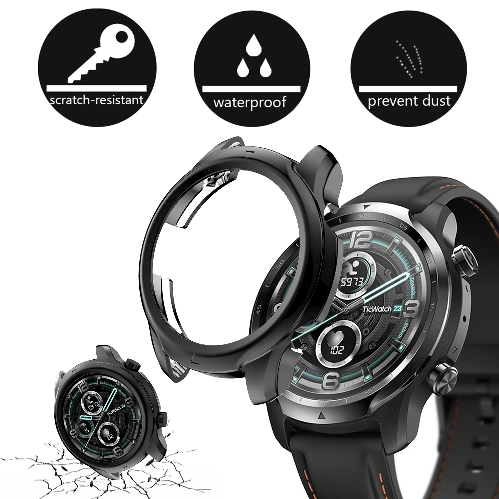

TPU Case Protective eyesight reduce fatigue Skin Cover For TicWatch Pro 3 Watch Protection Case Intelligent Wearable Accessories