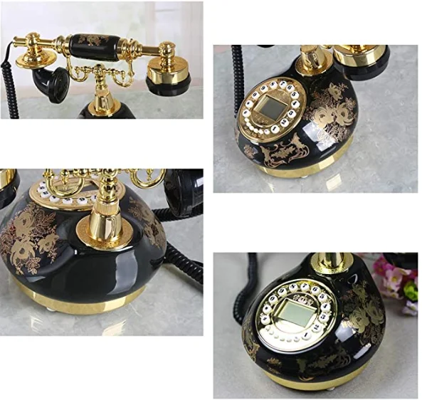 Черный бронзовый античный телефон домашний винтажный проводной идентификатор