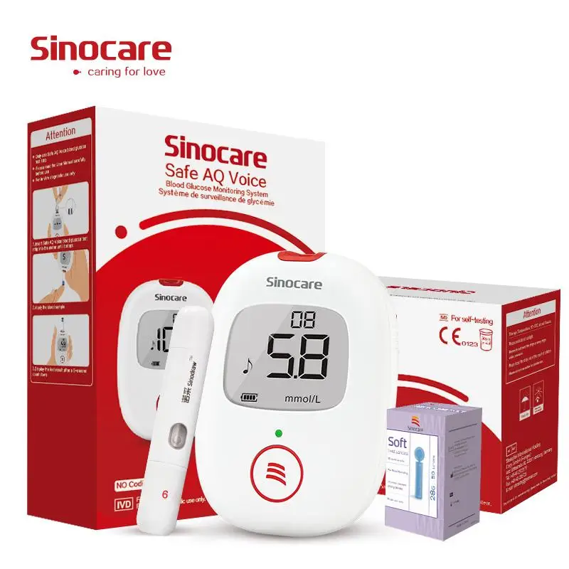 Глюкометр Sinocare AQ с голосовым управлением или тест-полосками
