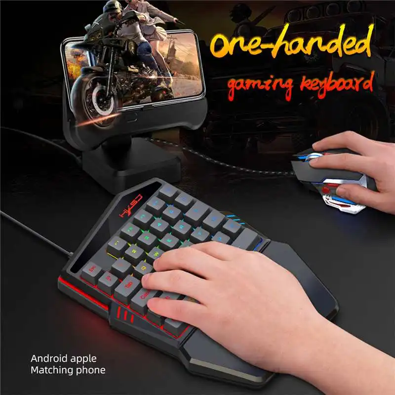 

HXSJ V100 35 Keys One-Handed Membrane Keyboard Single Hand Gaming Mini J100 Wired RGB Backlight Game Keyboard For PC Gamer Win8
