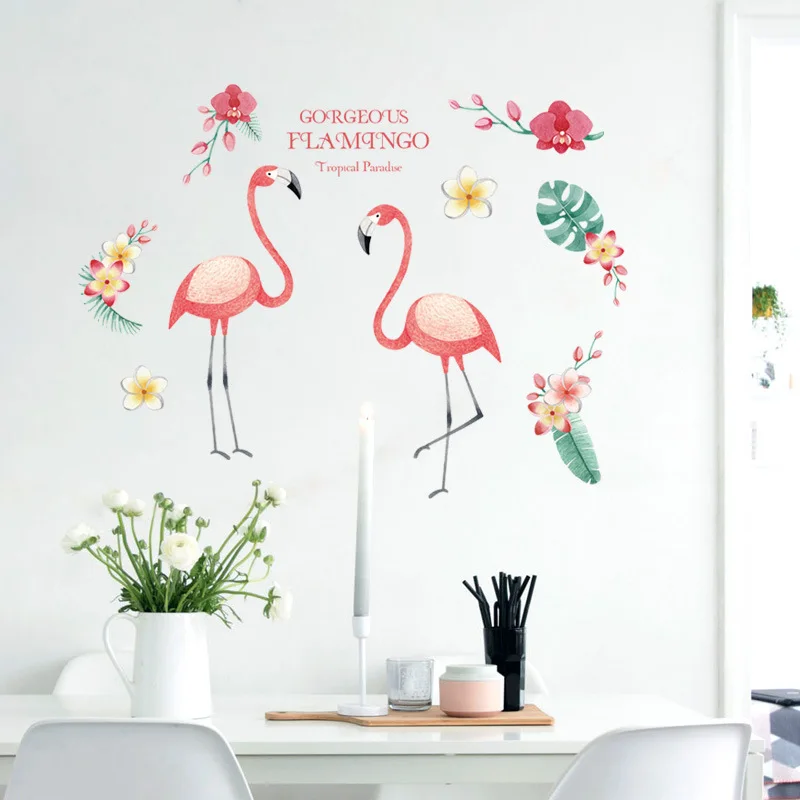 Gorgeous Flamingo Bird Wall Stickers For Shop Office Home Decorations Diy Bedroom Living Room Wall Mural Art Pvc Decal