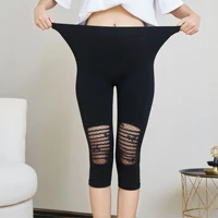 2021 new summer women%e2%80%98s lace modal leggings thin hollow out lace pants high elasticity knee length causal leggins for women