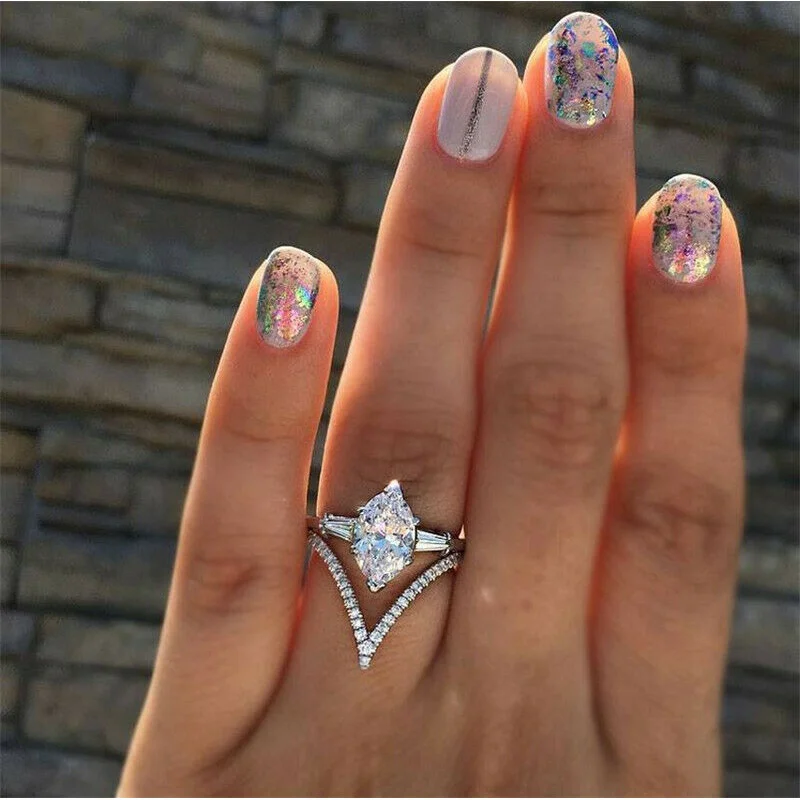 

Elegant Women Fashion Silver White Wedding Anniversaey Gifts Ring Size 6-10