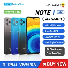 Smartphone, Note 1 Lite, 4 go, 64 go, Triple caméra 16mp, téléphone intelligent, terminal Mobile, Android 11, 4G, 4500mAh, Version internationale  (1)