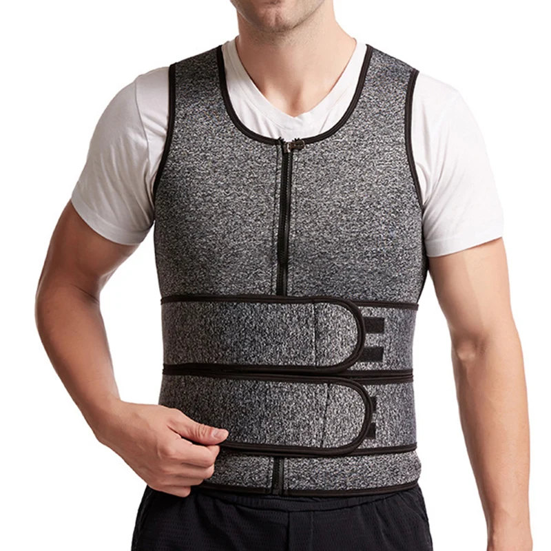 

Men Body Shaper Sauna Vest Waist Trainer Double Belt Sweat Shirt Corset Top Abdomen Slimming Shapewear Fat Burn Fitness Top