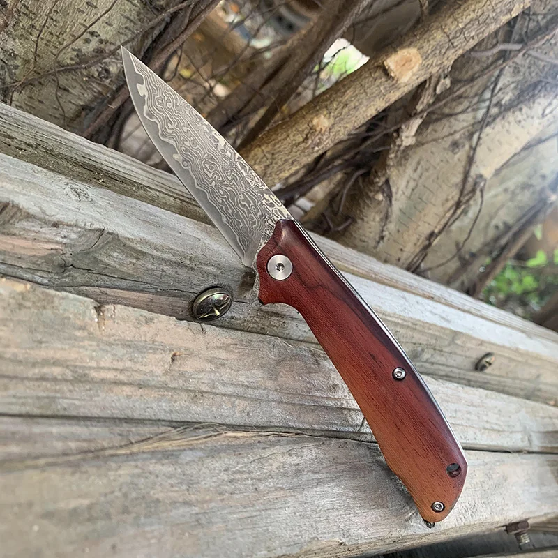 Новый карманный нож ручной работы из красного сандалового дерева Дамаск VG10