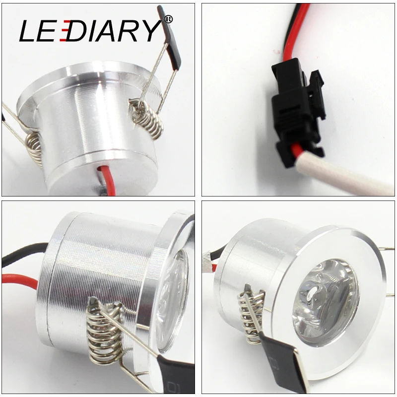 LEDIARY 10 unids/lote plateado Mini proyectores LED para techo empotrado focos de 110V-220V 1,5 W 27mm 1 pulgadas corte agujero de iluminación