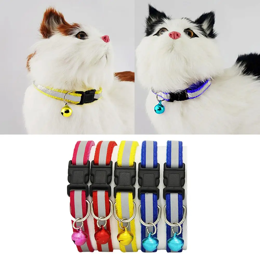 

1pc Adjustable Pet Cat Dog Puppy Reflective Collars Safety Buckle Bell Neck Strap Dog Supplies Cat Collars Pet Products