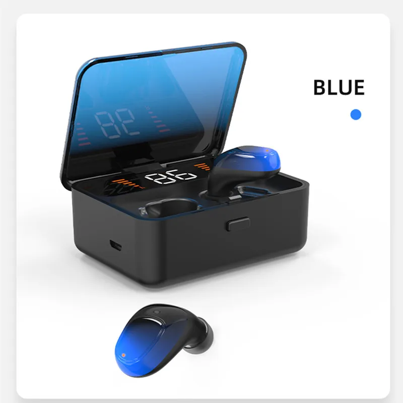 Blue CRDC Bluetooth 5,0 наушники TWS 3D стерео беспроводной ушной телефон HIFI IPX5 спортивный наушник громкой связи игровая гарнитура с микрофоном 2000 мАч - Цвет: Blue