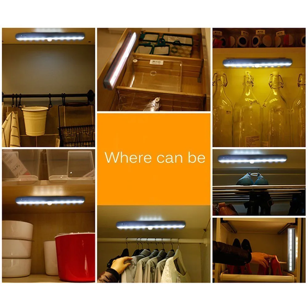 LED In Bed PIR Motion Sensor Light Cupboard Wardrobe Lamp Under Cabinet Night For Closet Stairs bajada de cama | Лампы и освещение