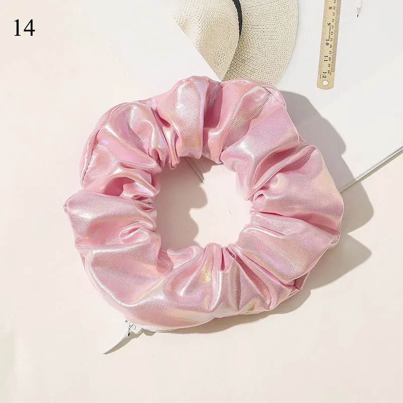 Gradient Color Scrunchies With Zip Zipper Women Elastic Hair Bands Laser Cloth Luxury Pocket Ring Girls Accessories |