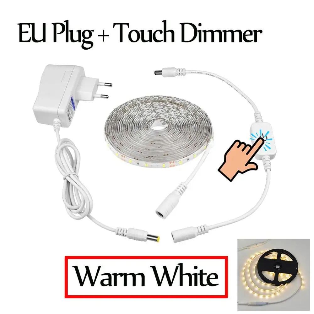 Touch EU Warm White Датчик света 12 в ЕС США ночник ручной развертки/сенсорный выключатель ночник для шкафа освещения шкафа с 2а питания - Испускаемый цвет: Touch EU Warm White