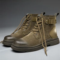 new mens leather martin boots high end outdoor tooling boots high top plus velvet cold proof and warm boots