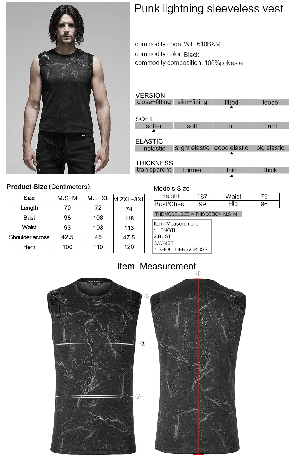 Панк твил набивной трикотаж Slim Fit жилет Модные молния Прохладный Для мужчин майка