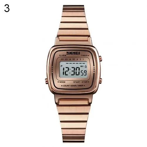 Rose Gold Ms. цифровые светящиеся водонепроницаемые кварцевые часы делового человека Женские часы водонепроницаемые вечерние подарочные часы - Цвет: Rose Gold