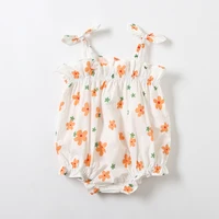 new newborn baby rompers jumpsuit floral print sleeveless girls infant lace up casual suspender triangle romper girls clothes