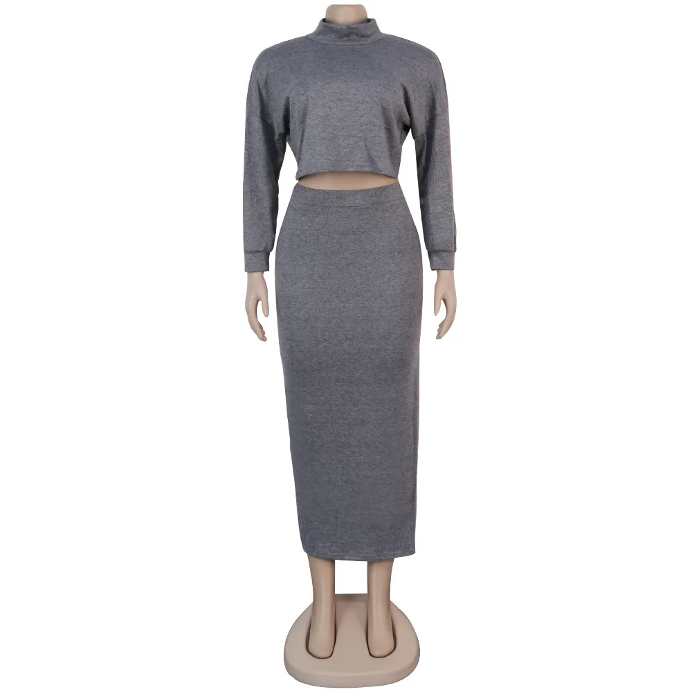 

Zoulv Elegant Matching Sets Club Outfits 2 Piece Set Casual Knitted Tracksuit Women Turtleneck Top And Split Skirt Winter Suit