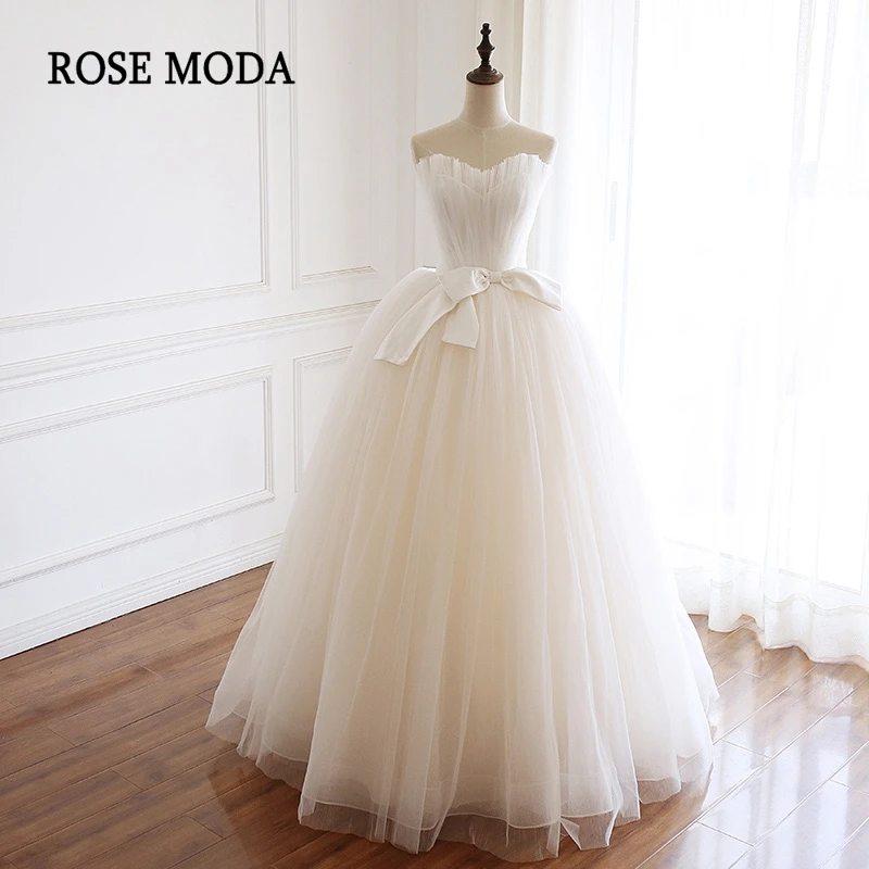 Розовое модное Тюлевое свадебное платье принцессы 2020 с бантом Свадебное бальное